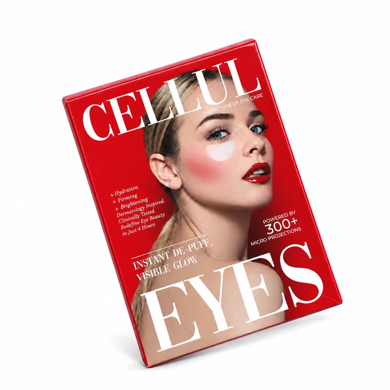 CELLUL EYES red box on white — studio image
